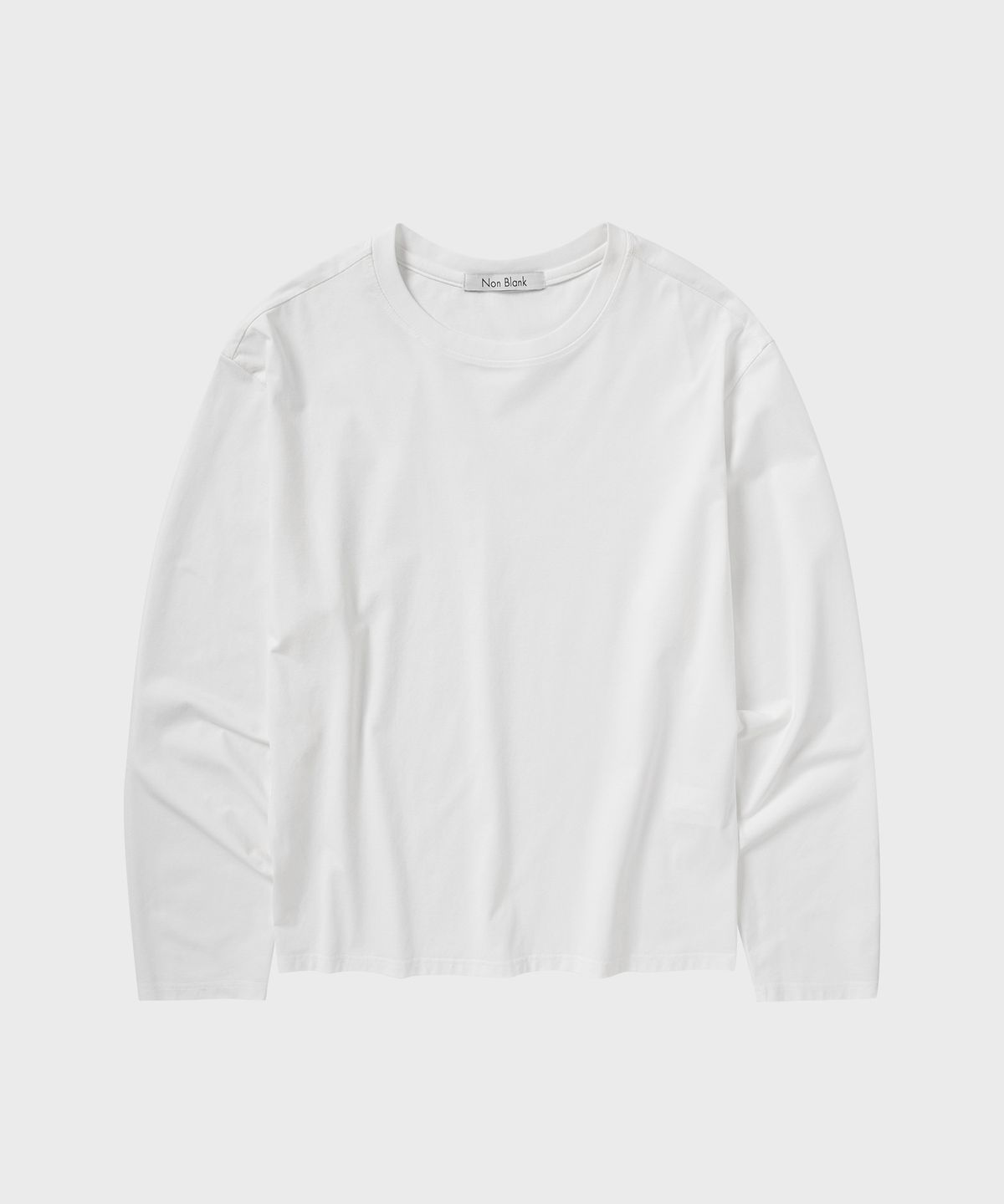 넌블랭크(NONBLANK) 기자 코튼 크롭 LS 티셔츠_WHITE