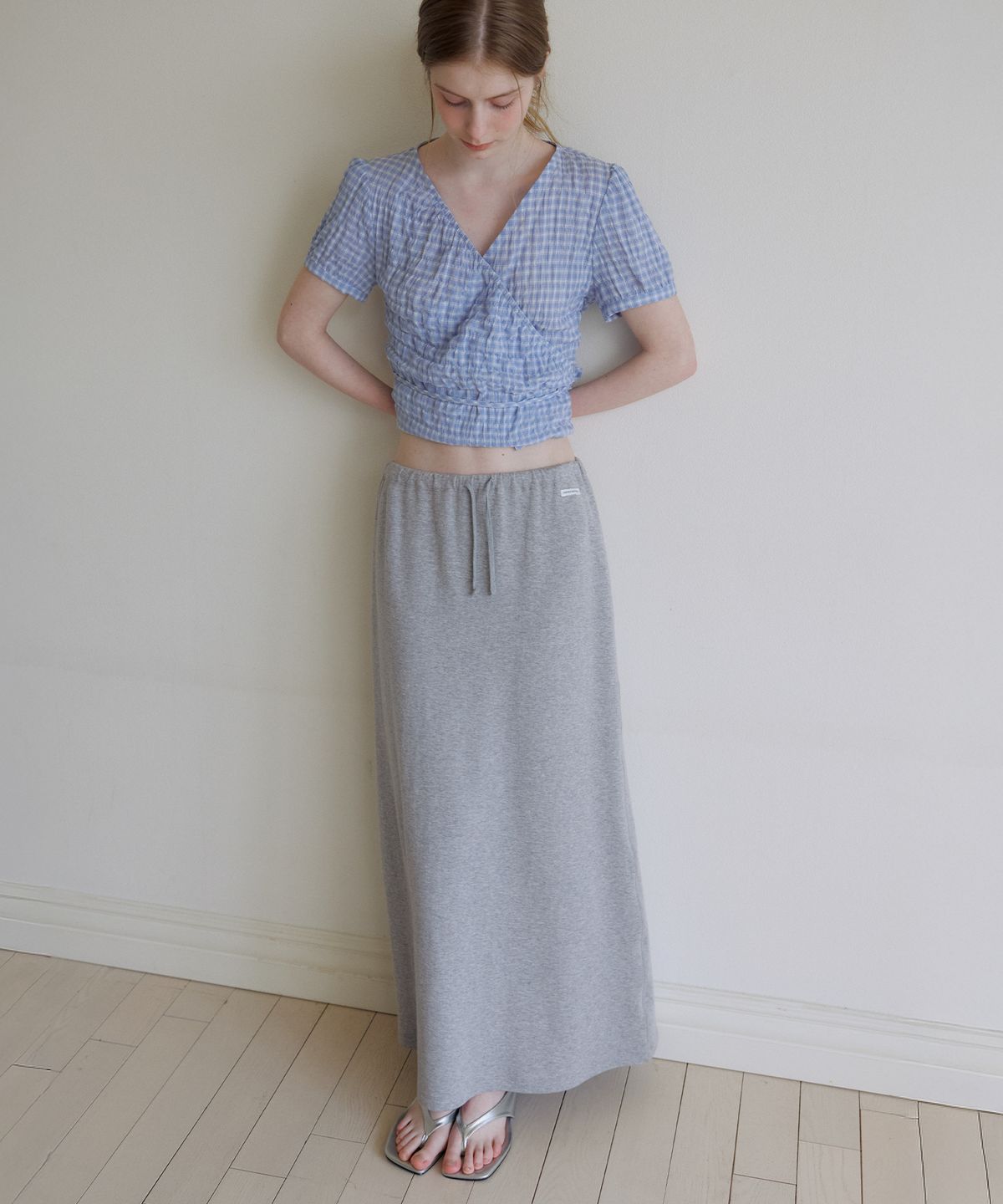 노운베러(KNOWNBETTER) String maxi skirt [KNSS08SK03]_Melange gray