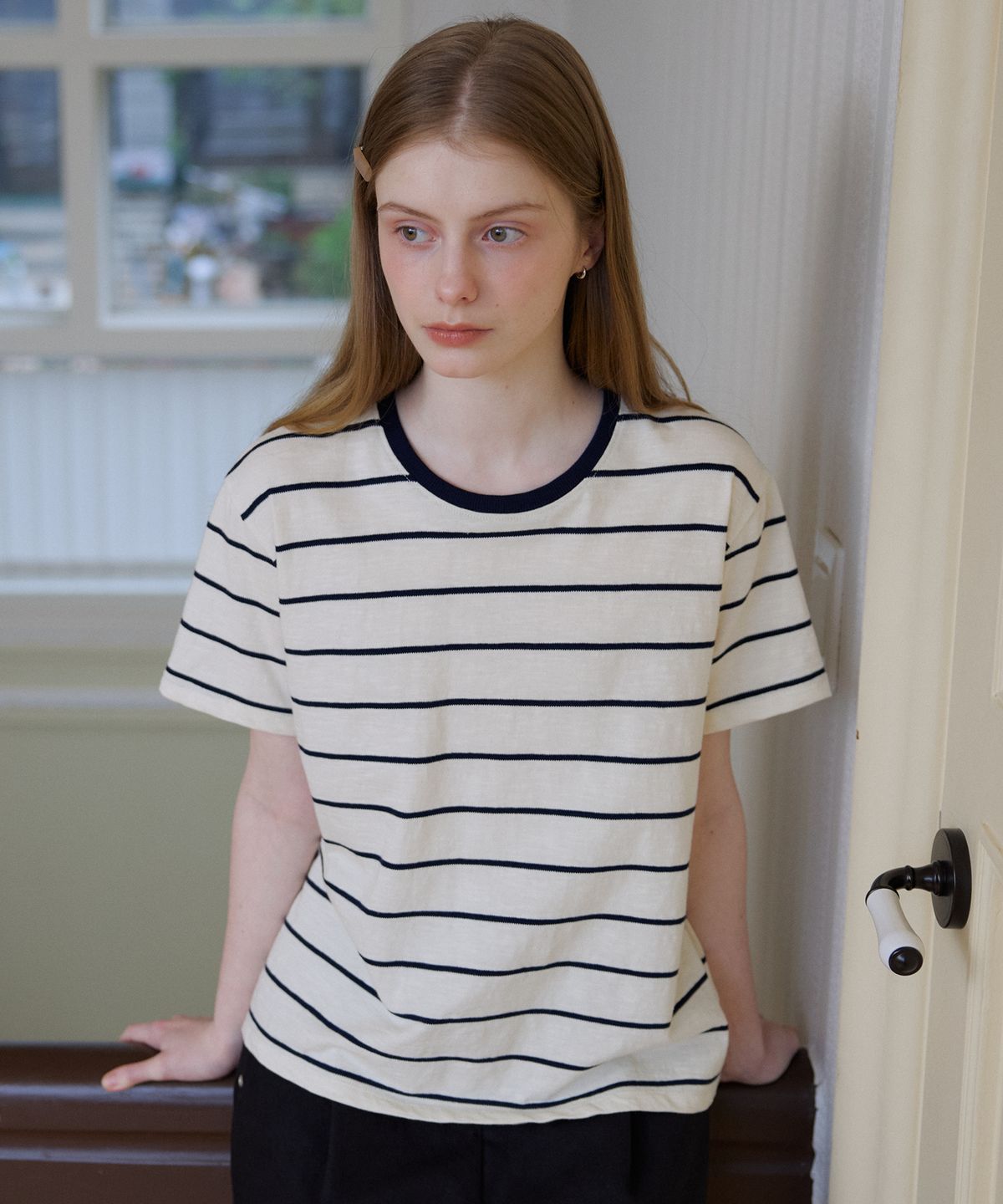 노운베러(KNOWNBETTER) Label border T-shirt [KNSS08TS01]_Ivory