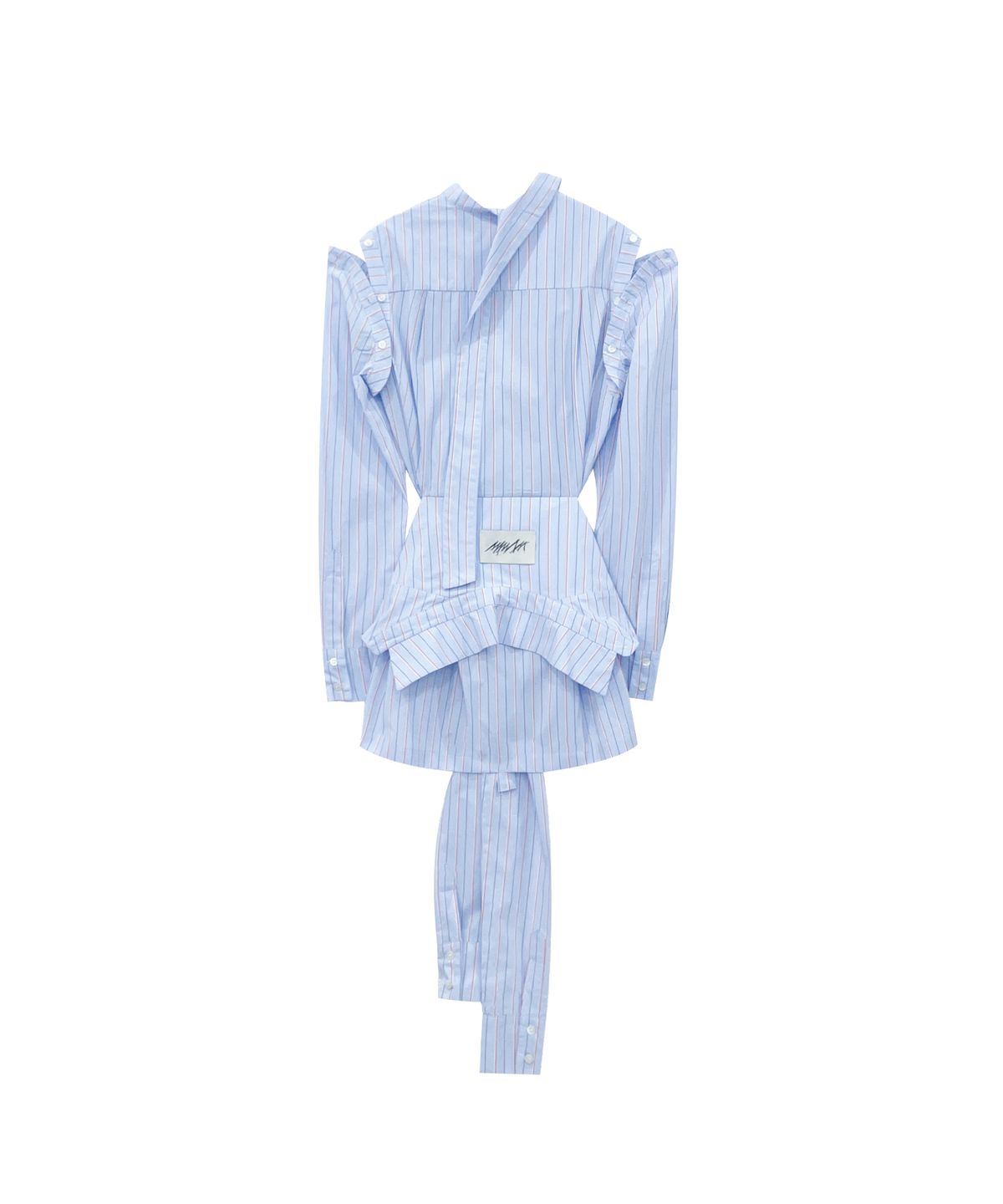 므아므(MMAM) Off-sleeve tied stripe shirt
