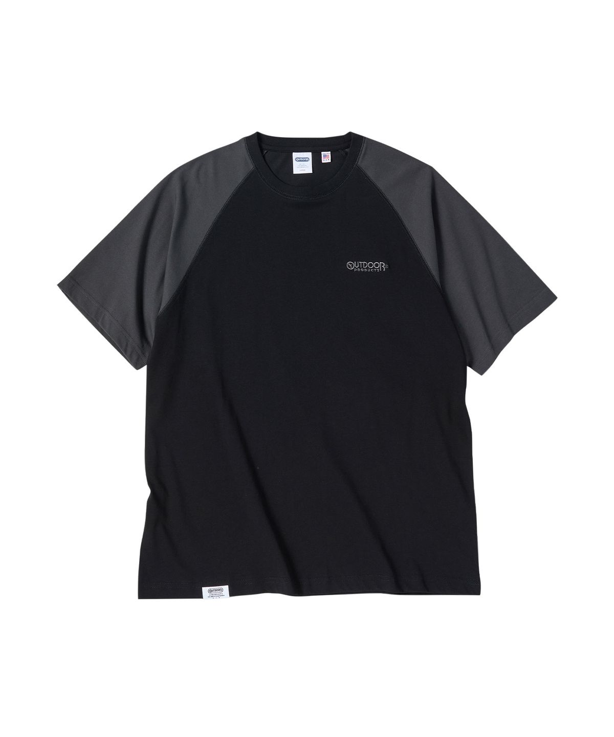 아웃도어 프로덕츠(OUTDOOR PRODUCTS) 컬러 블록 라글란 티셔츠 (블랙)