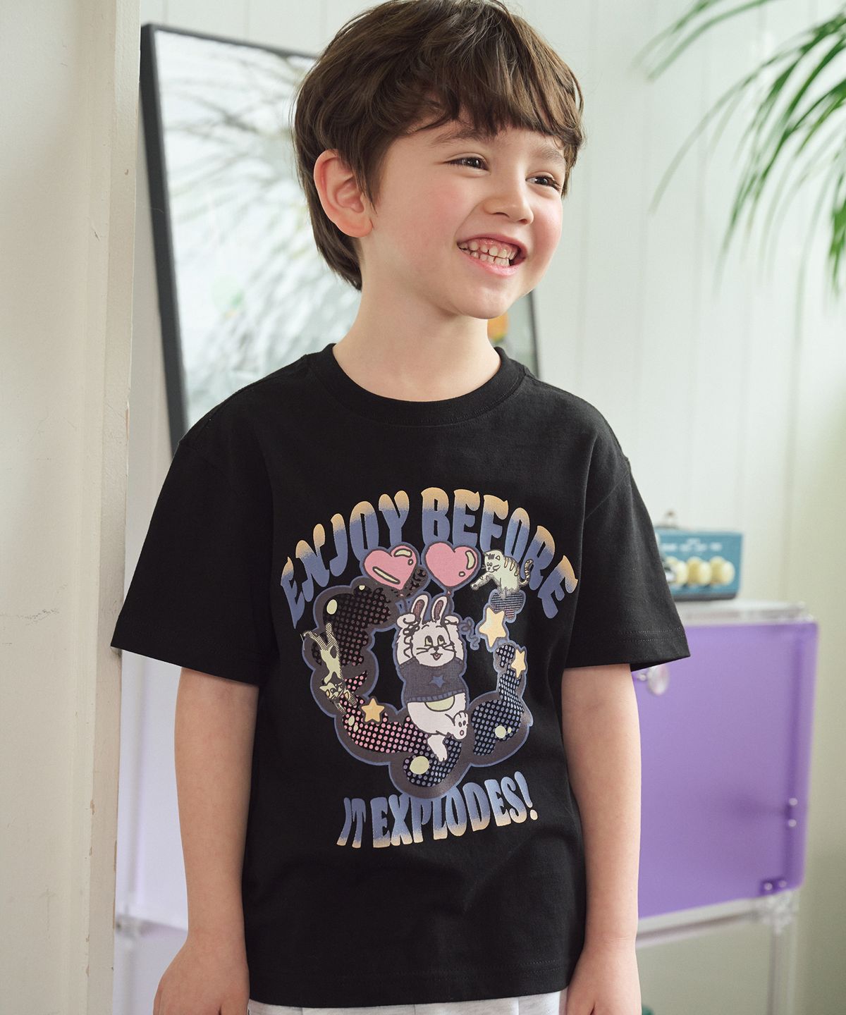꼼파뇨 키즈(CPGN KIDS) KIDS 익스플로 버니 반팔티 블랙