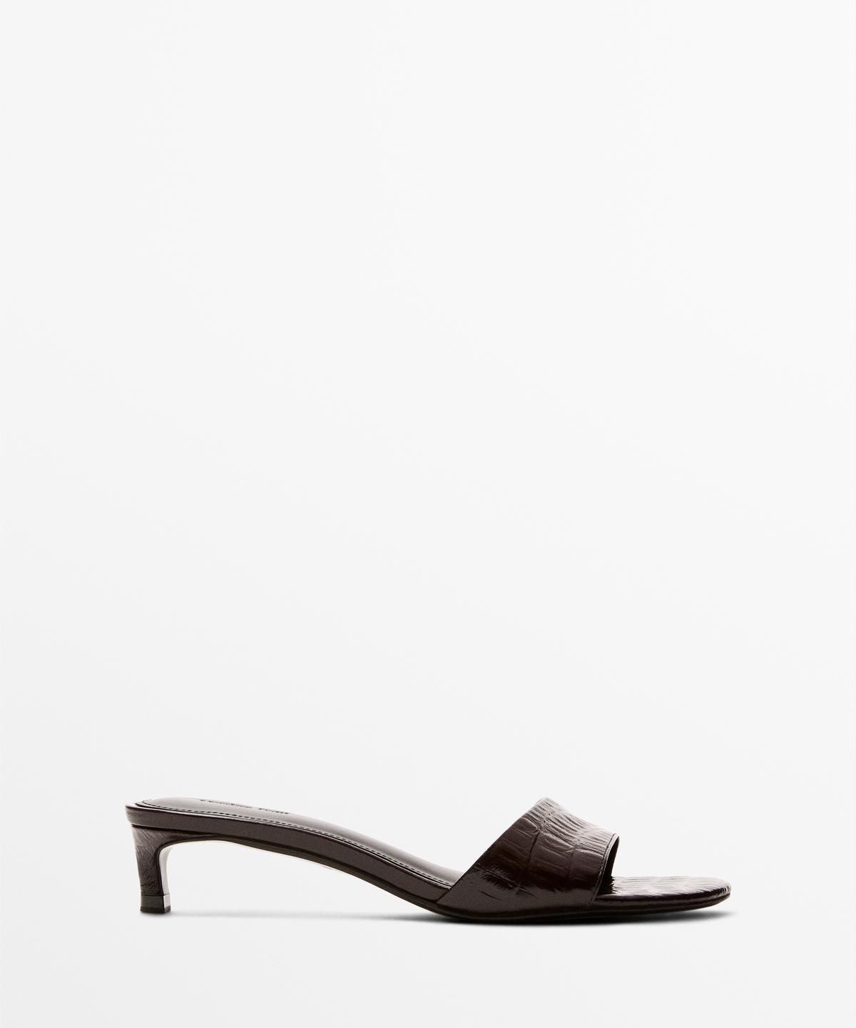 마시모두띠(MASSIMO DUTTI) 엠보스드 가죽 힐 샌들