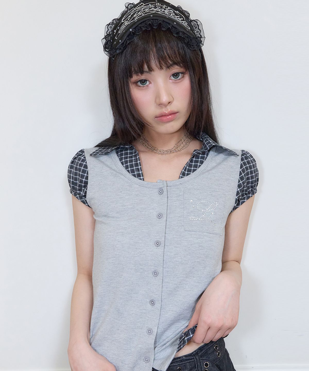 러브이즈트루(LUVISTRUE) SY LAYERED BLOUSE(GRAY)
