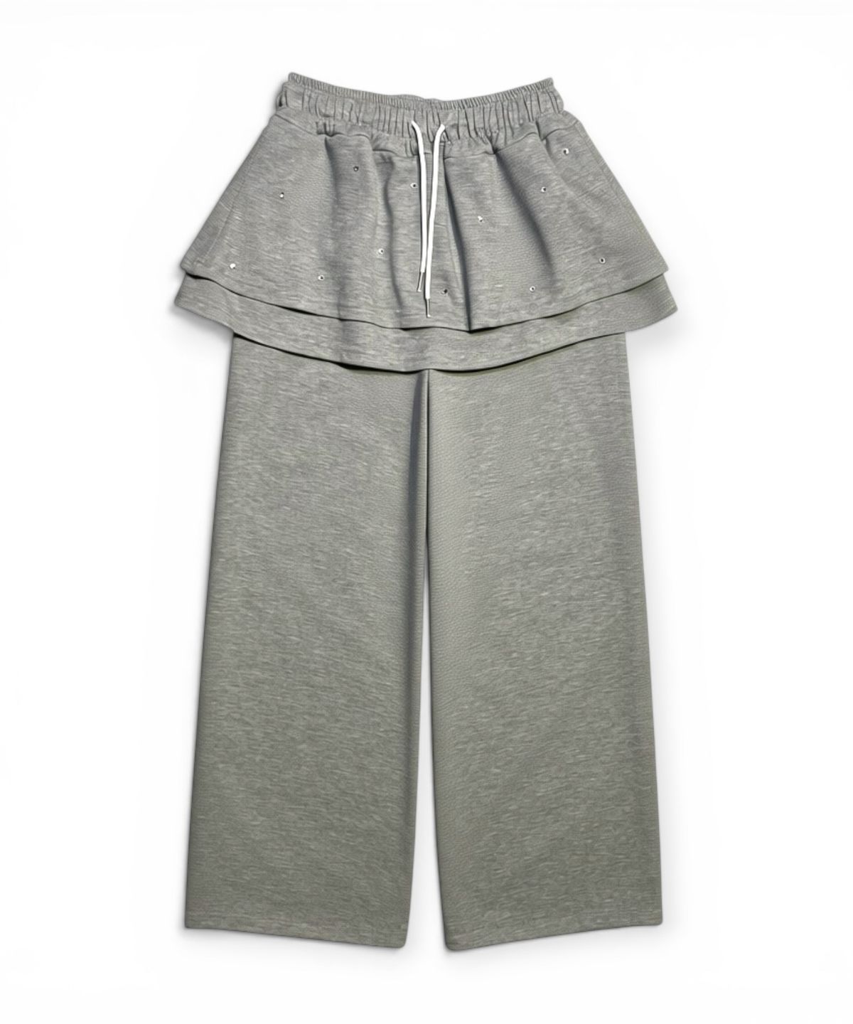 본슬리피(BORN SLIPPY) Crystal Stud Layered Flare Skirt Pants (Melange Gray)