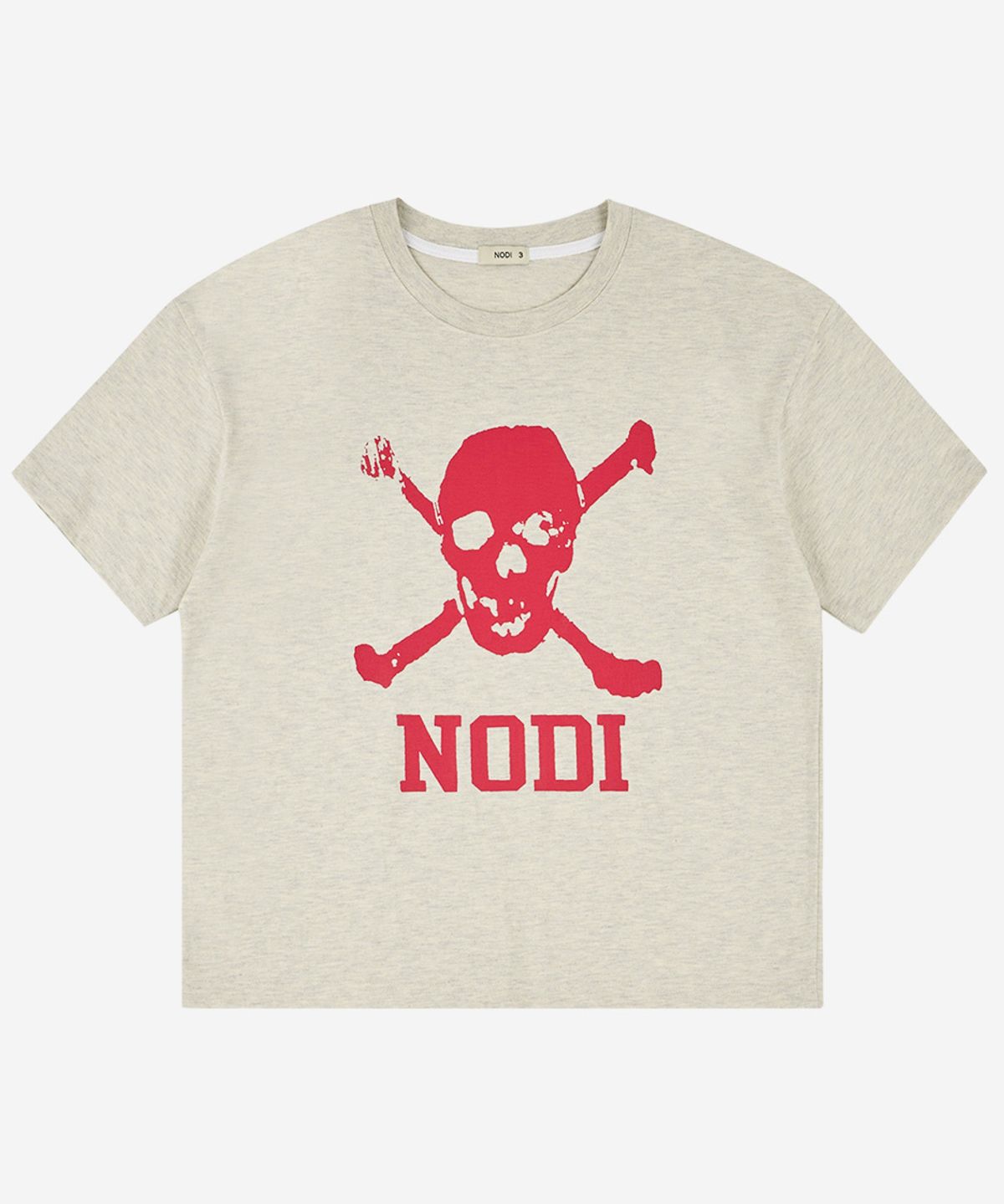 노디(NODI) Trouble Skull Dept crop Tee oatmeal