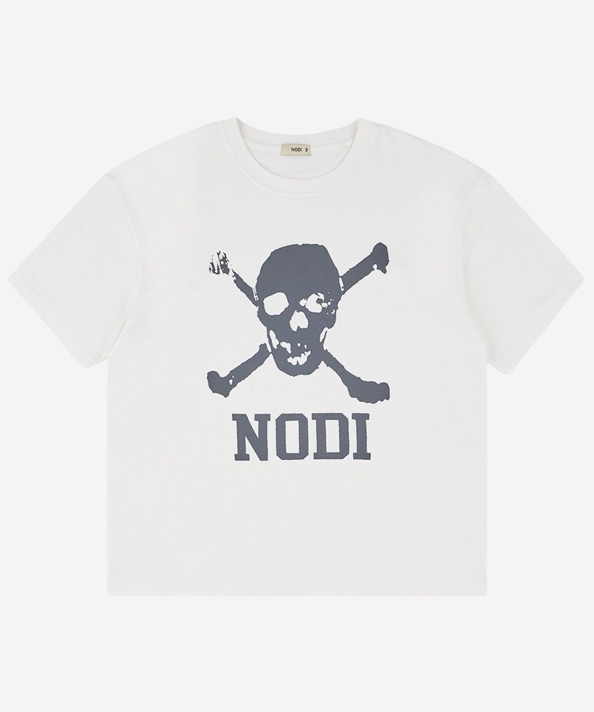 노디(NODI) Trouble Skull Dept crop Tee ivory
