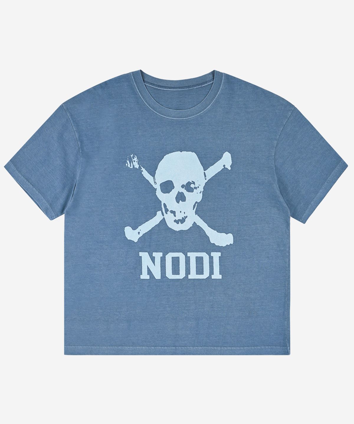 노디(NODI) Trouble Skull Dept pigment crop Tee light navy