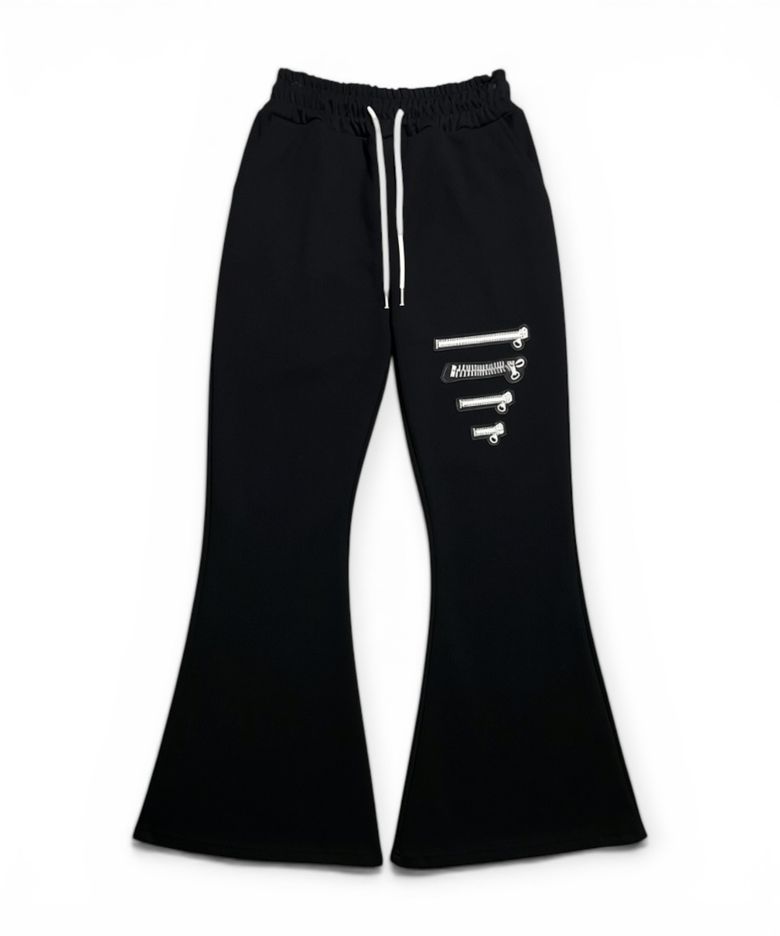 Industrial Zip Flare Sweatpants (Black)