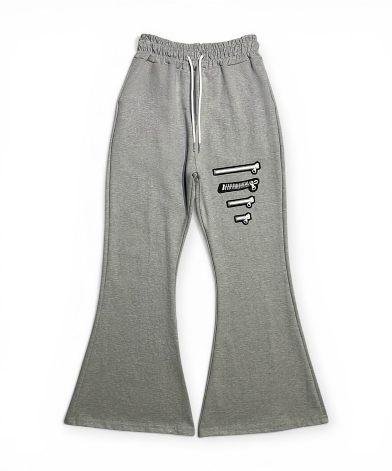 Industrial Zip Flare Sweatpants (Melange Gray)