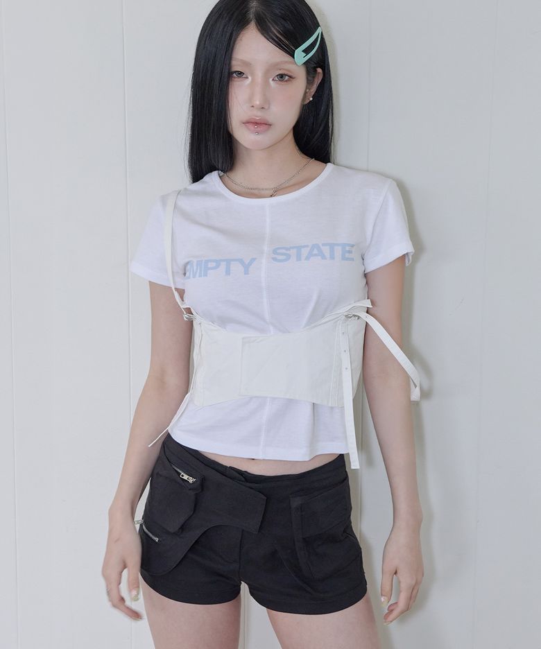 Corset Layered Sleeveless Top / White