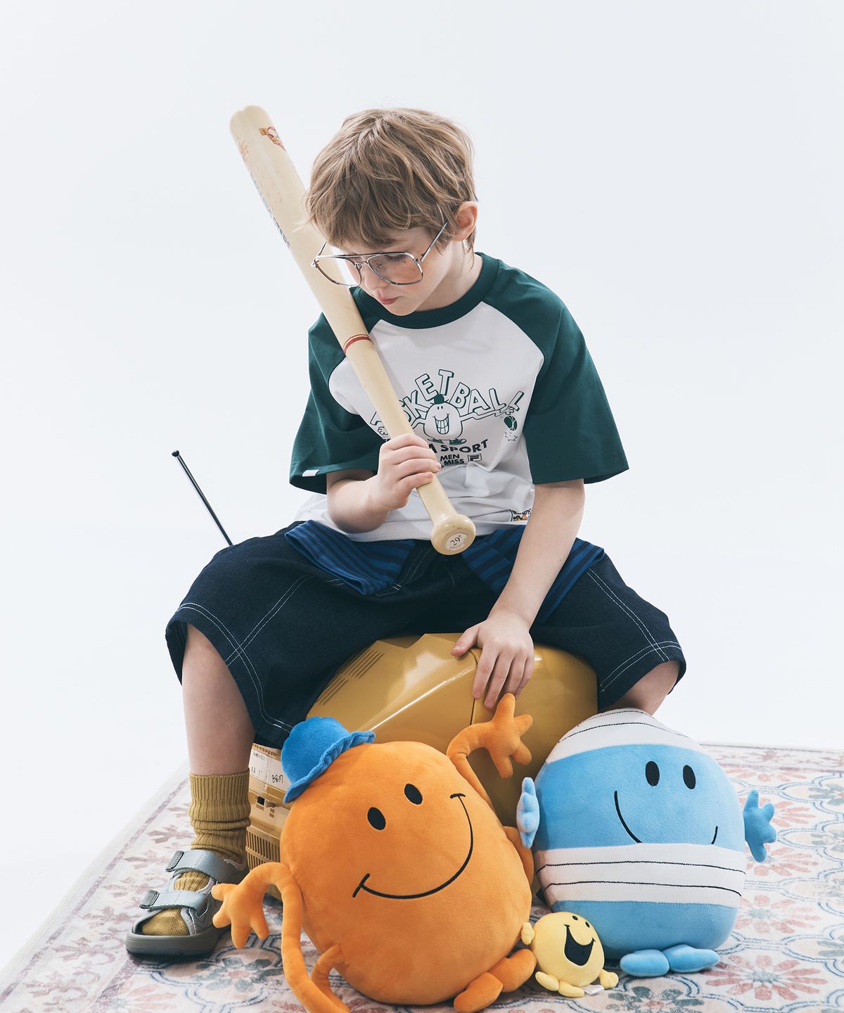 휠라 키즈(FILA KIDS) Drywave 미스터맨 리틀미스 라글란 티셔츠