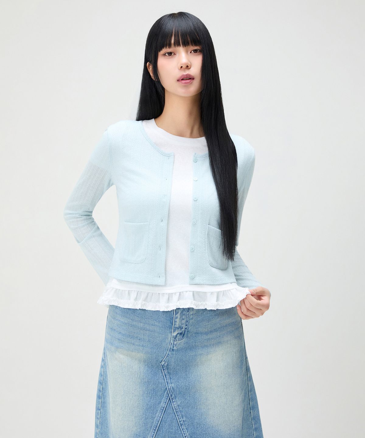 미쏘(MIXXO) 펀칭 가디건_MIWCMG508A