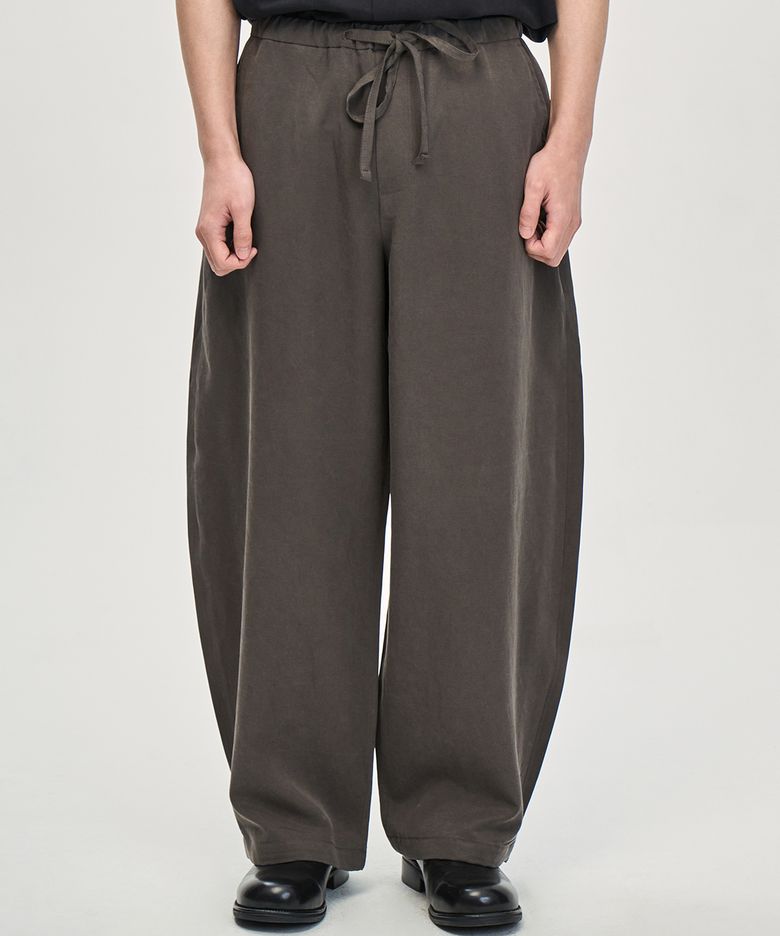 린넨 배럴핏 와이드 슬랙스 (CHARCOAL BROWN)