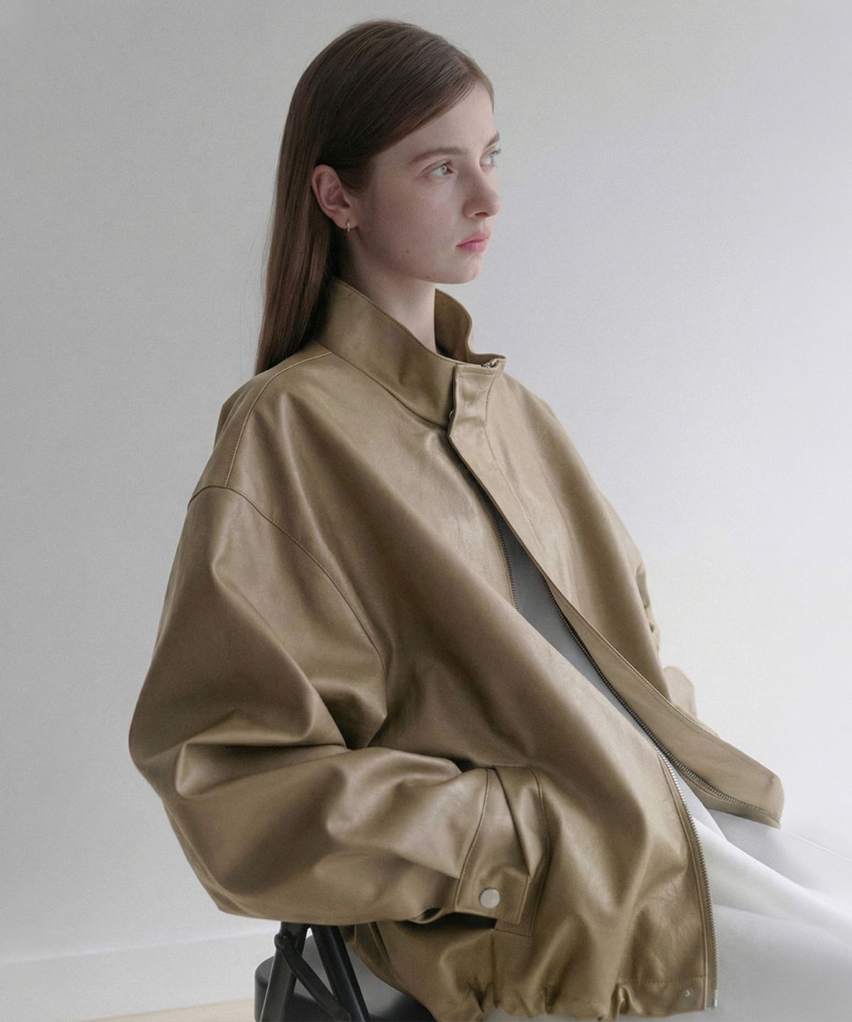 르나브(LENAV) les half leather jacket (beige)