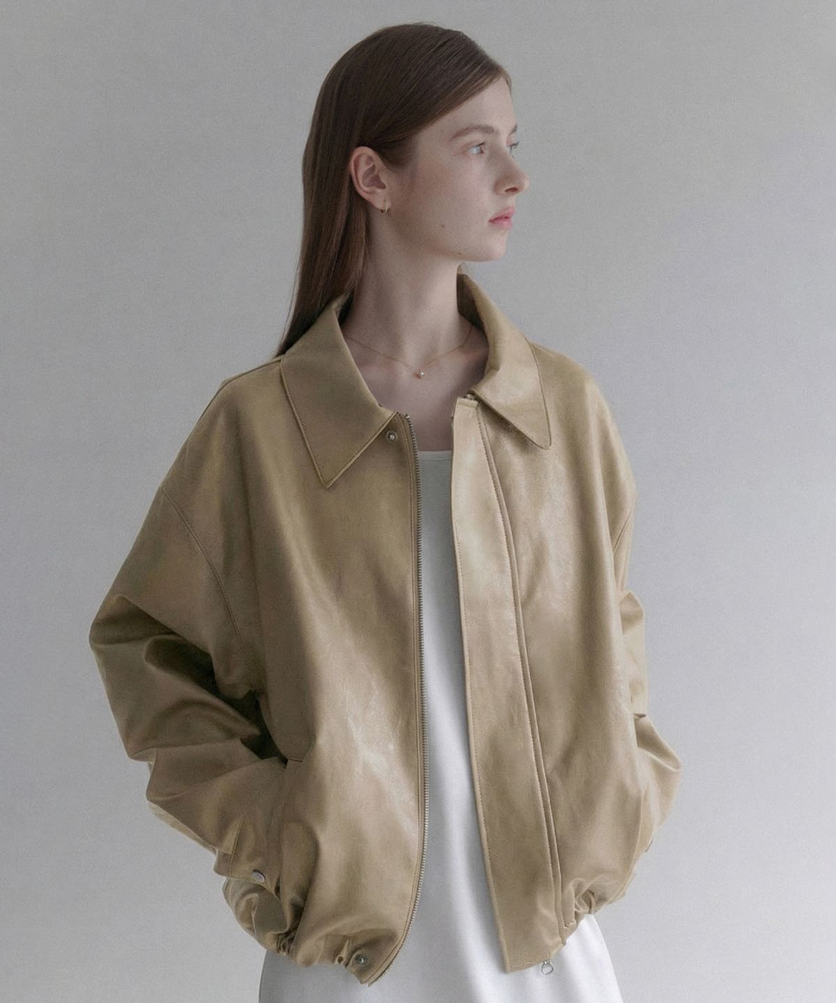 르나브(LENAV) les kara leather jacket (beige)