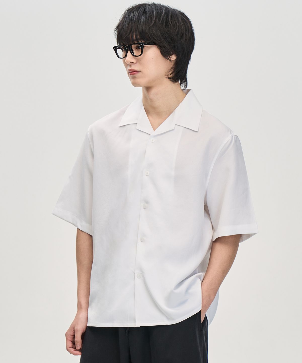 프레리(PRAIRIE) 린넨 오픈카라  반팔 셔츠 (WHITE)