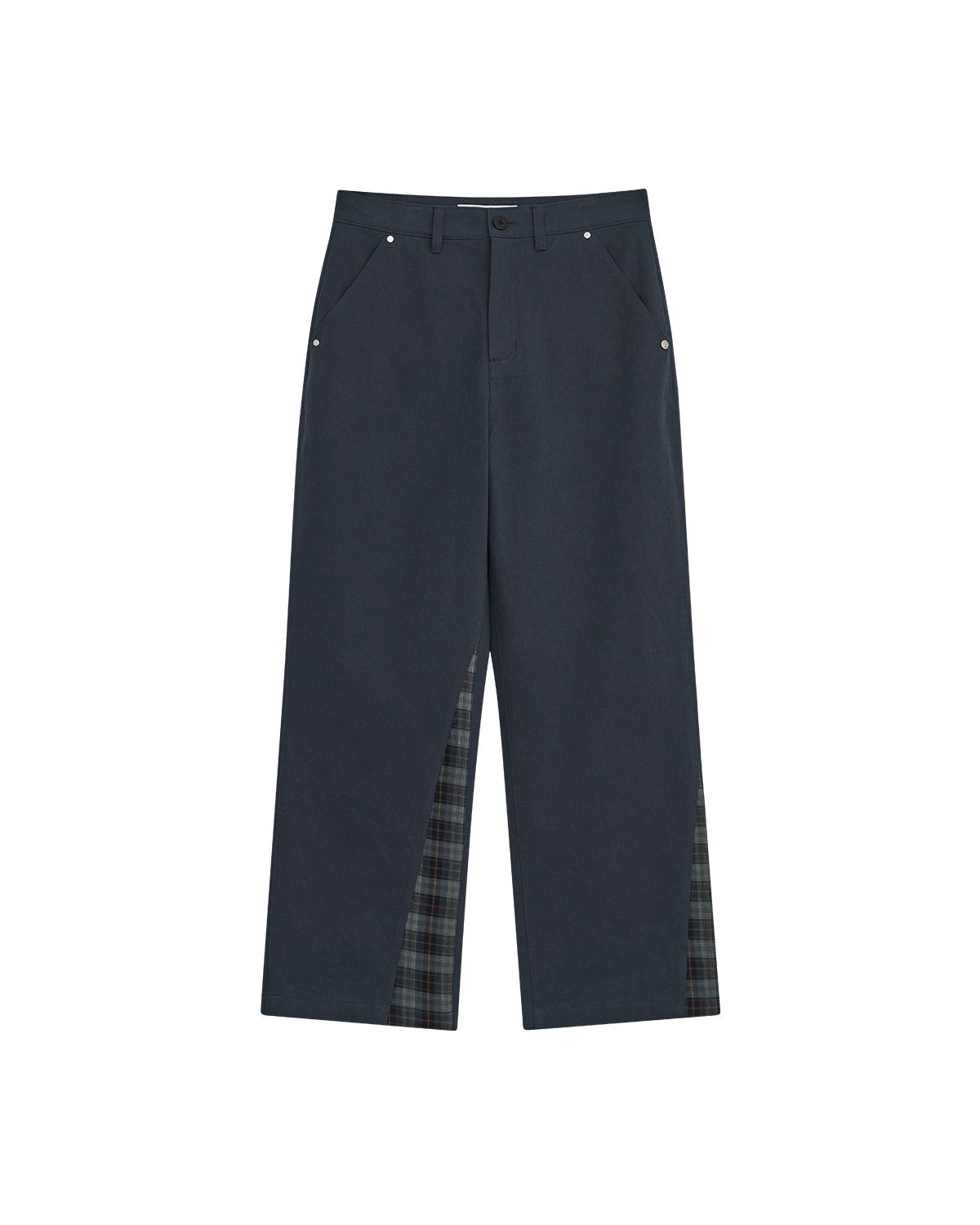 더뮤지엄비지터(THEMUSEUMVISITOR) CHECK PANEL CHINO PANTS (NAVY)