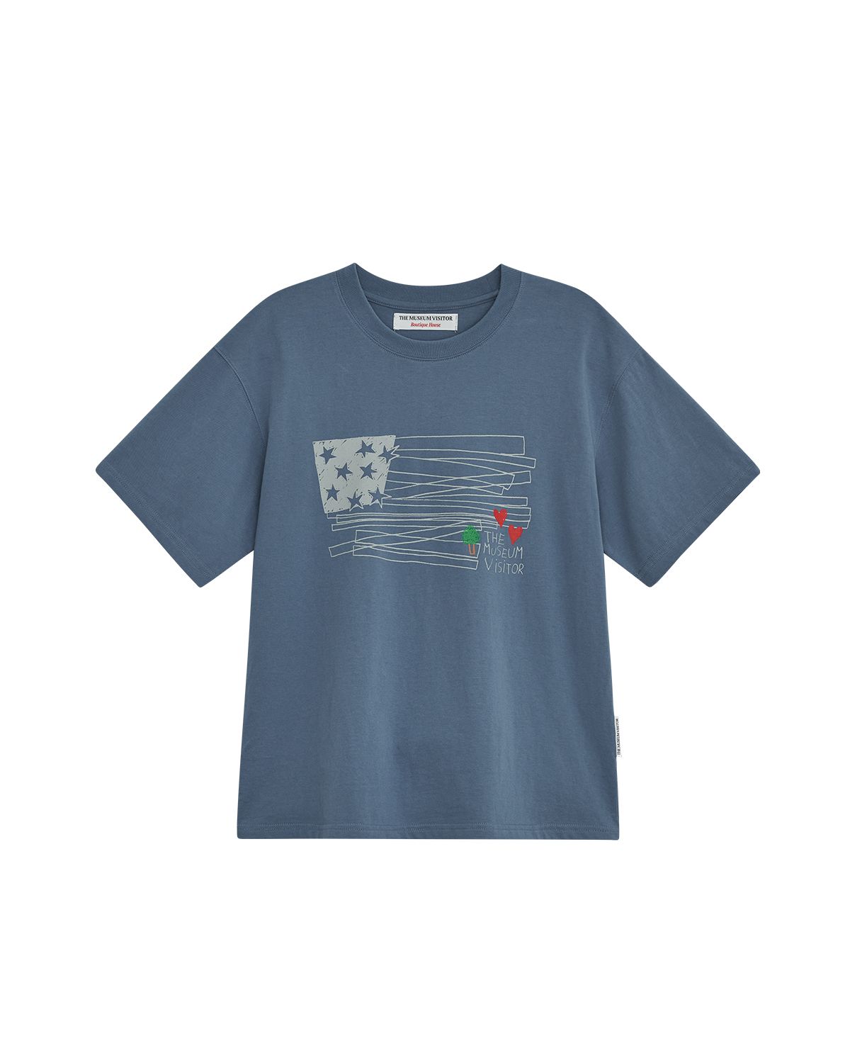 더뮤지엄비지터(THEMUSEUMVISITOR) FLAG DOODLE T-SHIRT (DEEP BLUE)