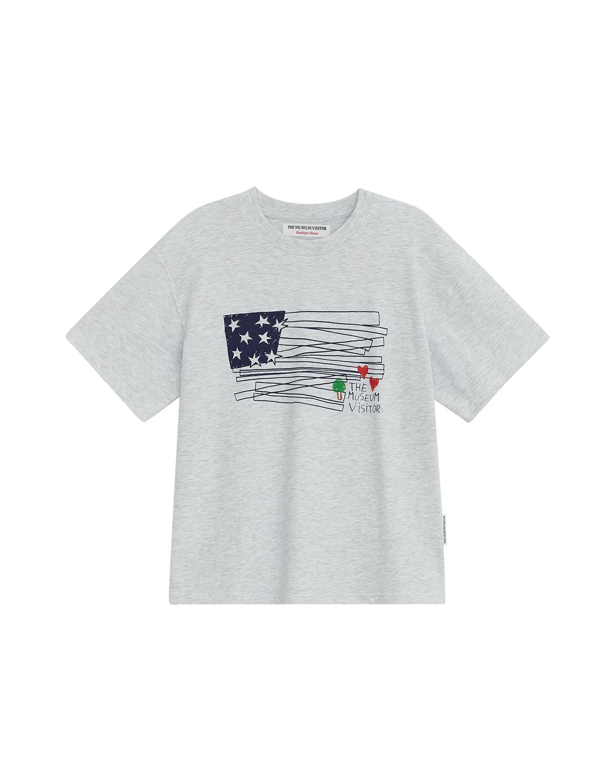 더뮤지엄비지터(THEMUSEUMVISITOR) FLAG DOODLE T-SHIRT (WHITE MELANGE)