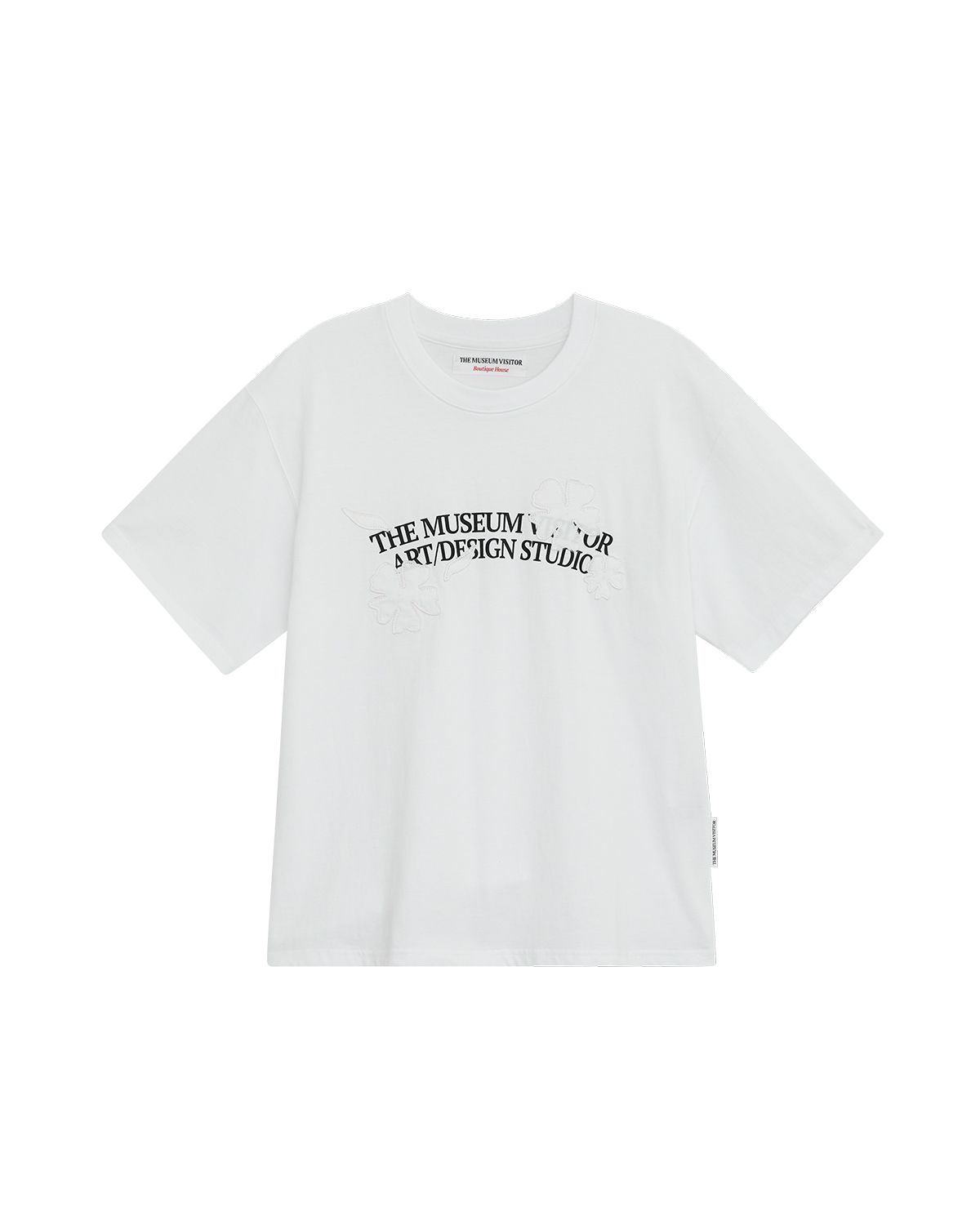 더뮤지엄비지터(THEMUSEUMVISITOR) APPLIQUE FLOWER T-SHIRT (WHITE)