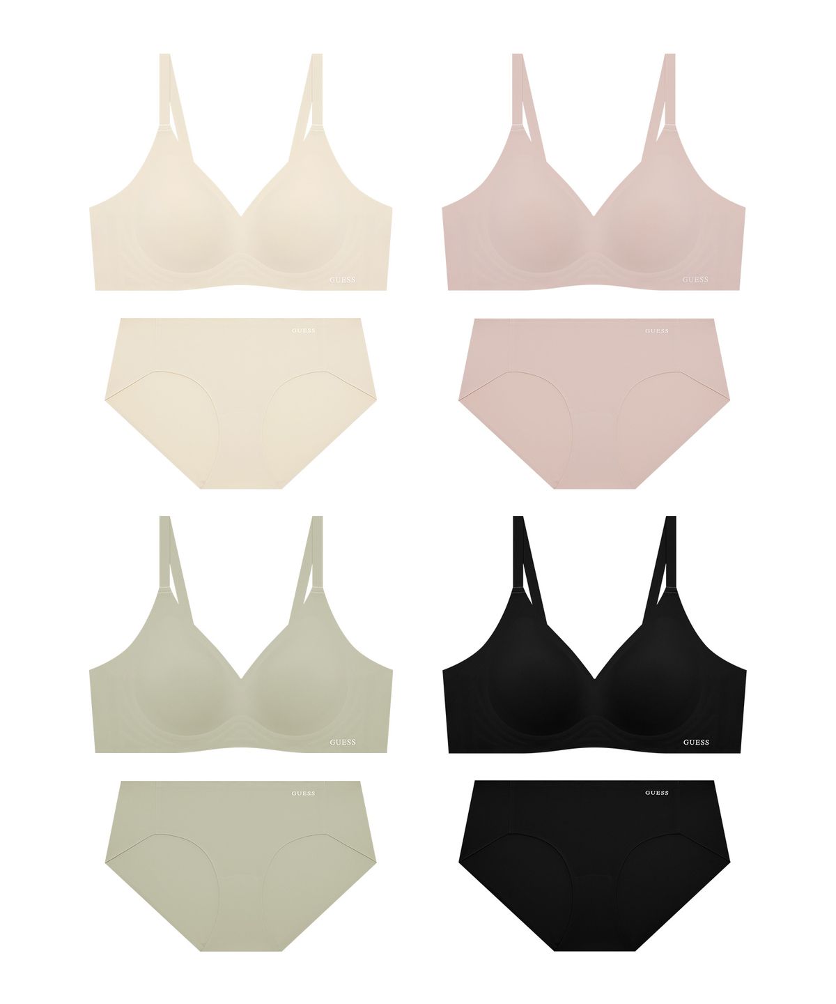 게스언더웨어(GUESS UNDERWEAR) 컴포트 핏 심리스 브라 팬티 세트 - 4Colors