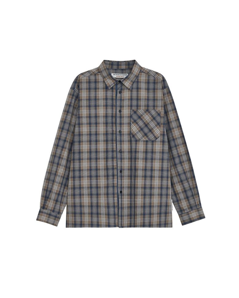 BUCKLE CUFF CHECK SHIRT (NAVY)