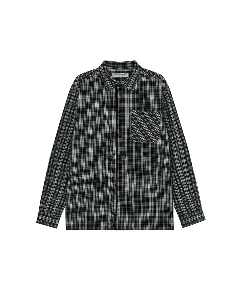 BUCKLE CUFF CHECK SHIRT (BLACK)