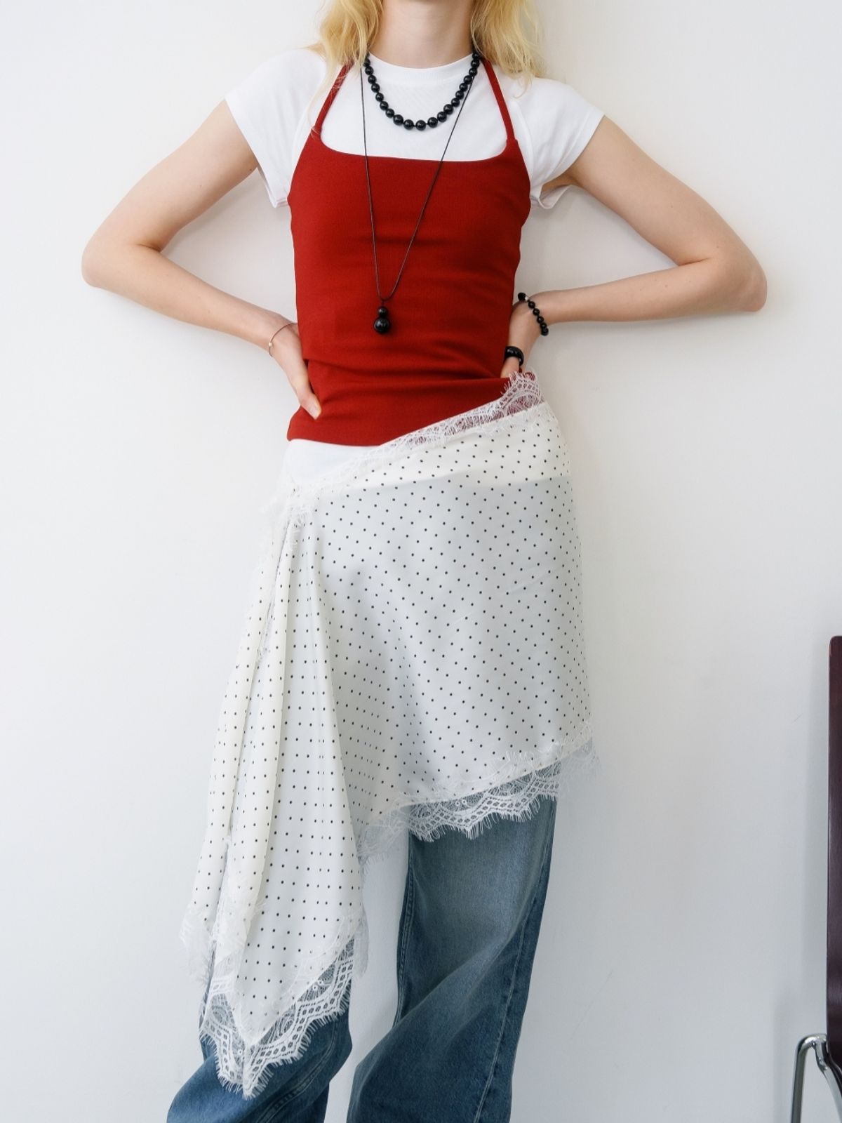 러브미몬스터(LOVE ME MONSTER) Lace Dot Satin Two-Way Scarf_2COL (L261MSF040)