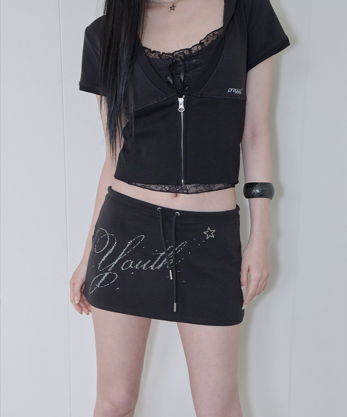 사일프레이(41PRAY) Youth Graphic Skirt / Black