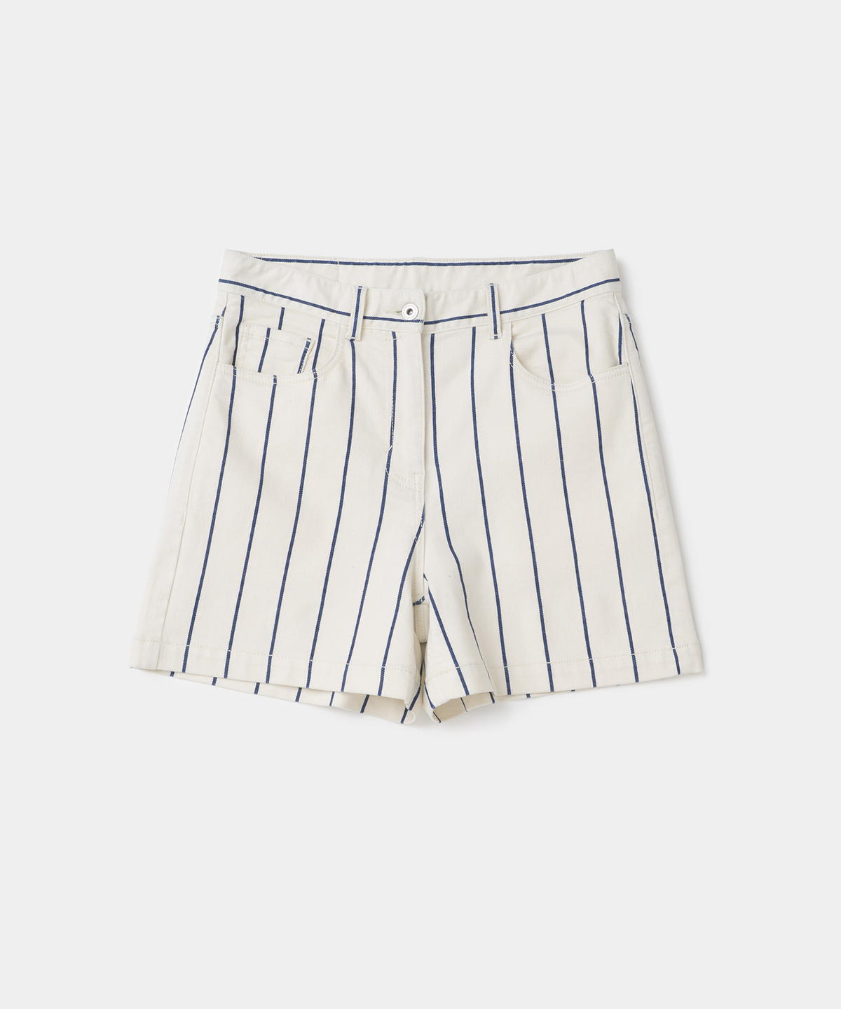 유니폼브릿지(UNIFORM BRIDGE) low rise stripe denim shorts 8.5oz (womens) ivory