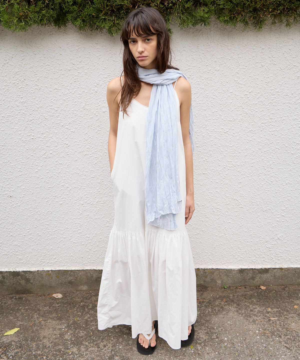 르바(LEVAR) Cotton String Tiered Dress - Off White
