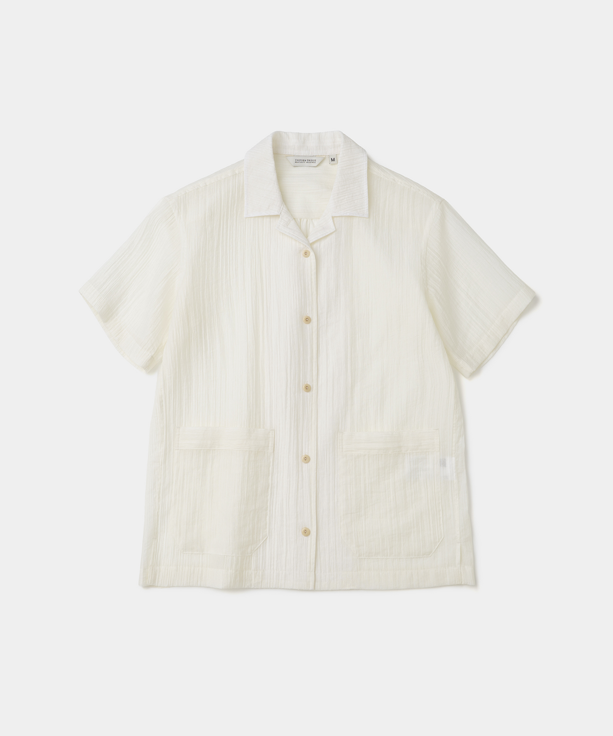 유니폼브릿지(UNIFORM BRIDGE) open collar crease s/s shirt(womens) ivory