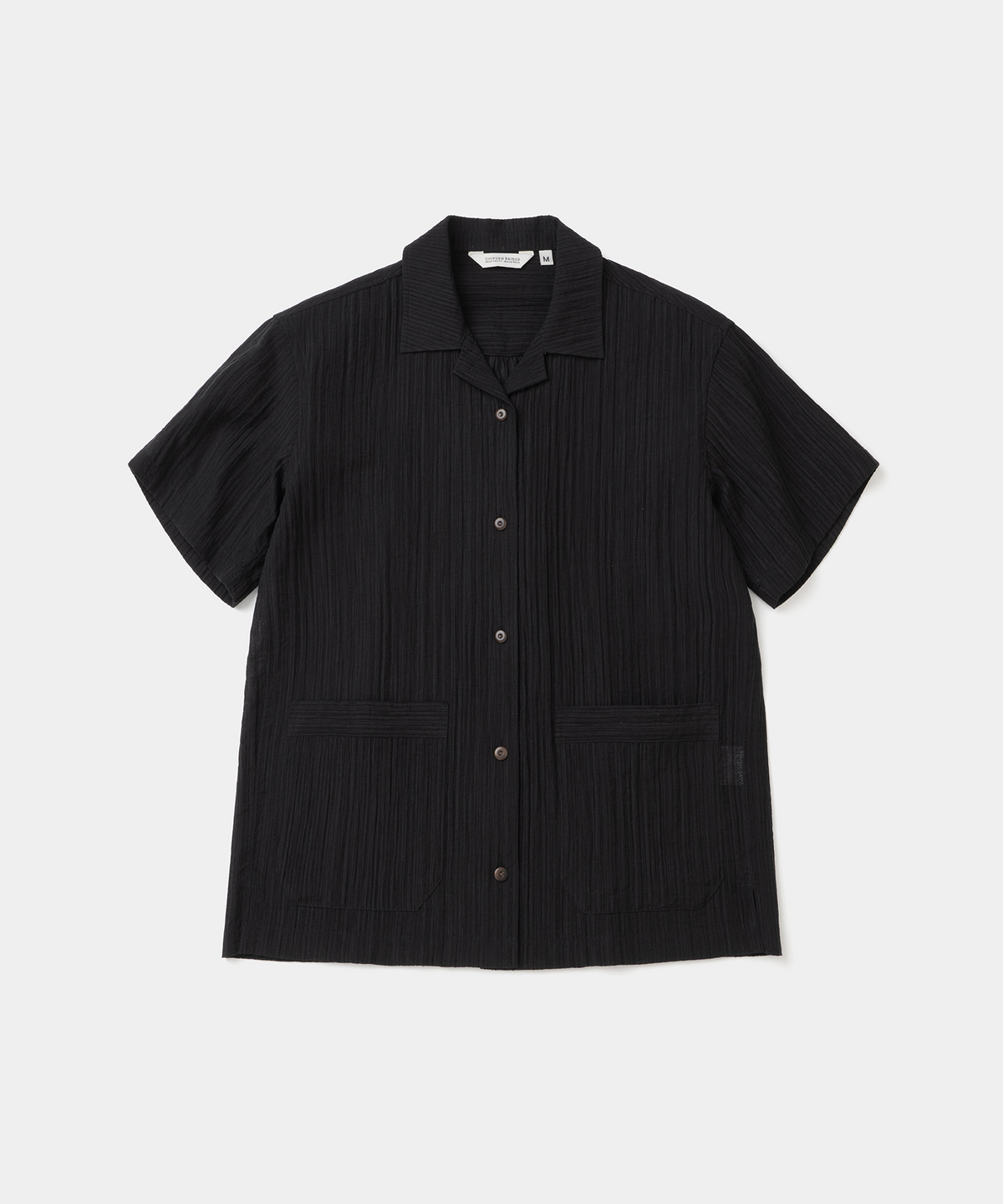유니폼브릿지(UNIFORM BRIDGE) open collar crease s/s shirt(womens) black