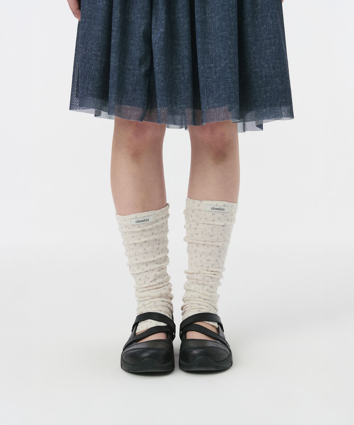 오헤시오(OHESHIO) KEY PATTERNED KNEE SOCKS, IVORY