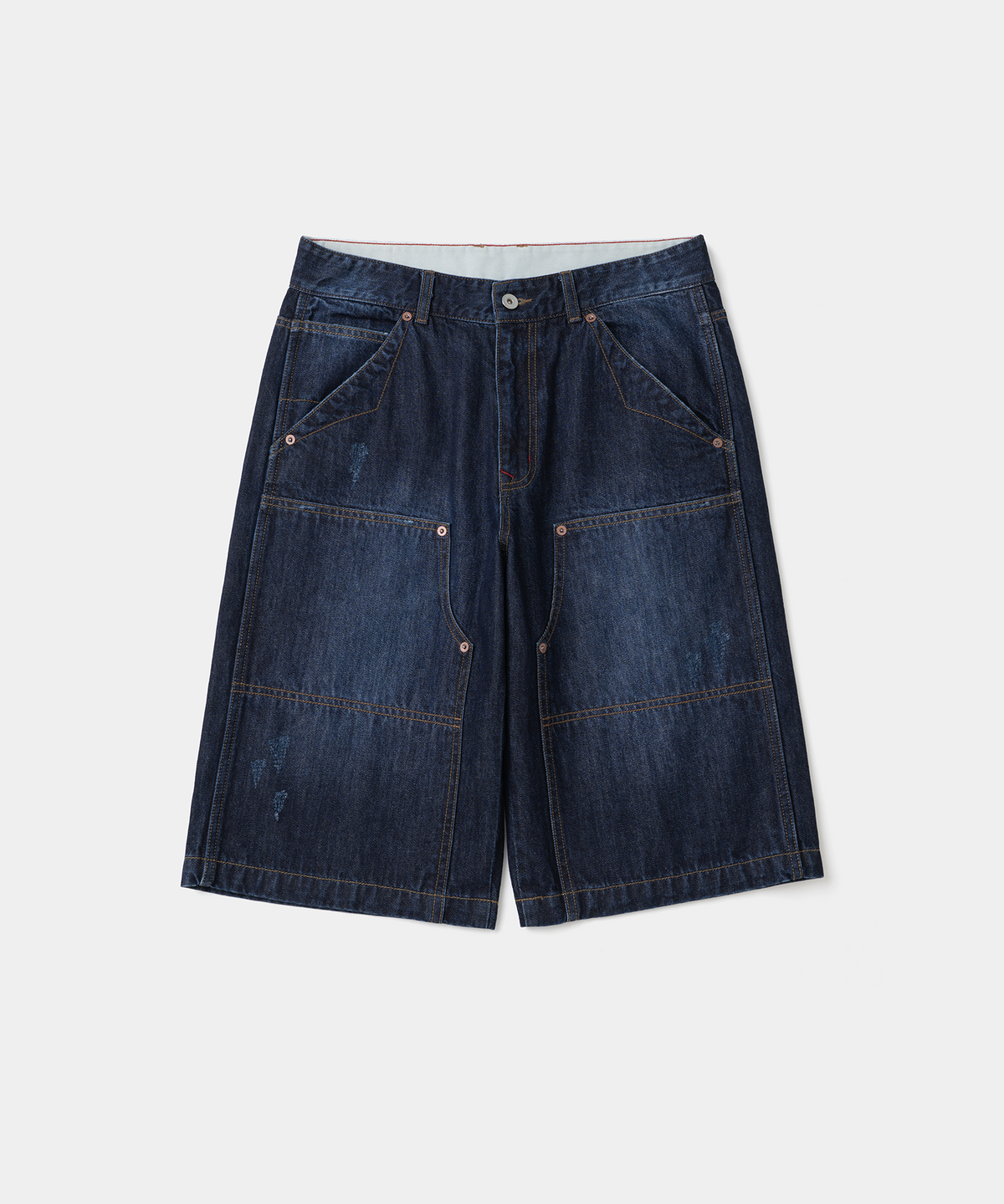 유니폼브릿지(UNIFORM BRIDGE) double knee denim shorts dark indigo