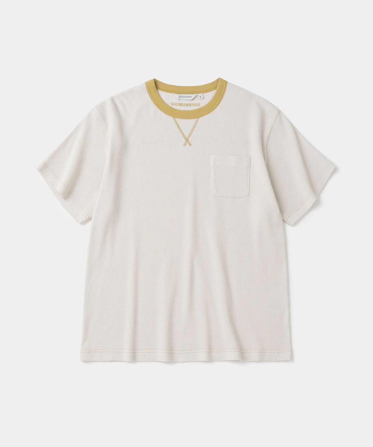 유니폼브릿지(UNIFORM BRIDGE) waffle crew neck s/s t-shirt cream