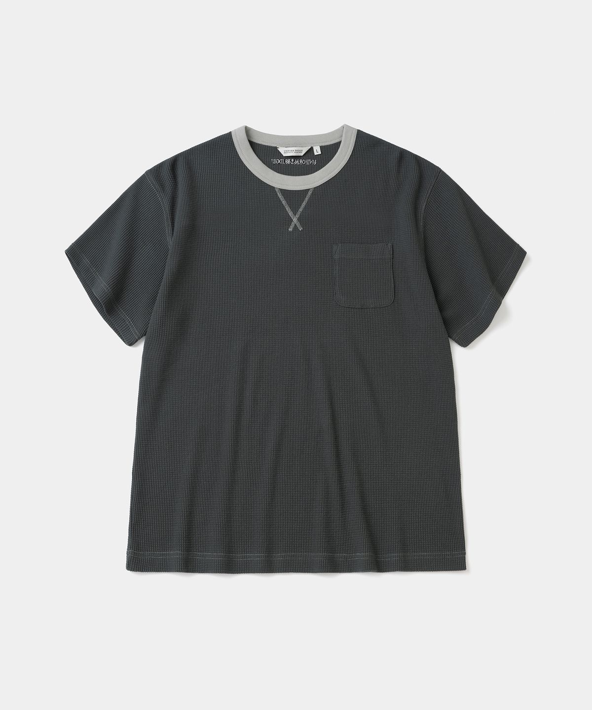 유니폼브릿지(UNIFORM BRIDGE) waffle crew neck s/s t-shirt charcoal