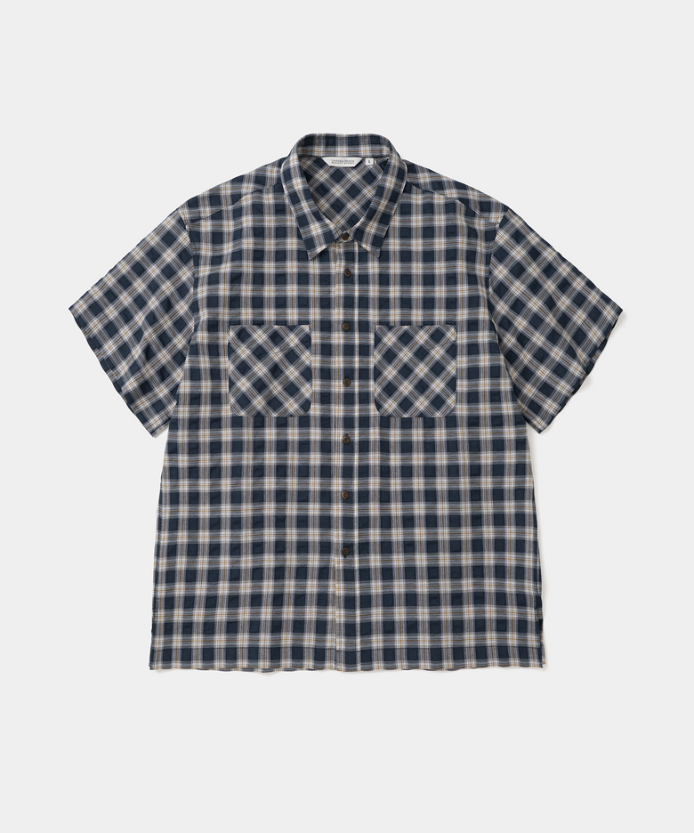 vintage check s/s shirt navy check