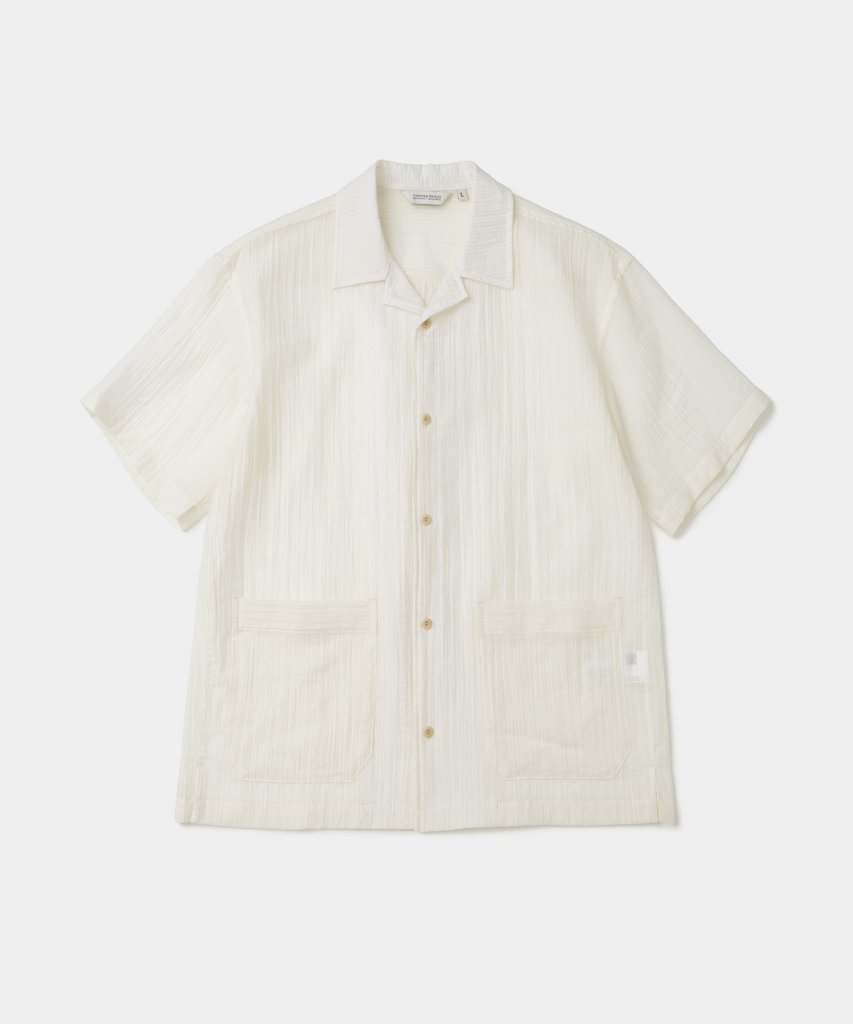 유니폼브릿지(UNIFORM BRIDGE) open collar crease s/s shirt ivory