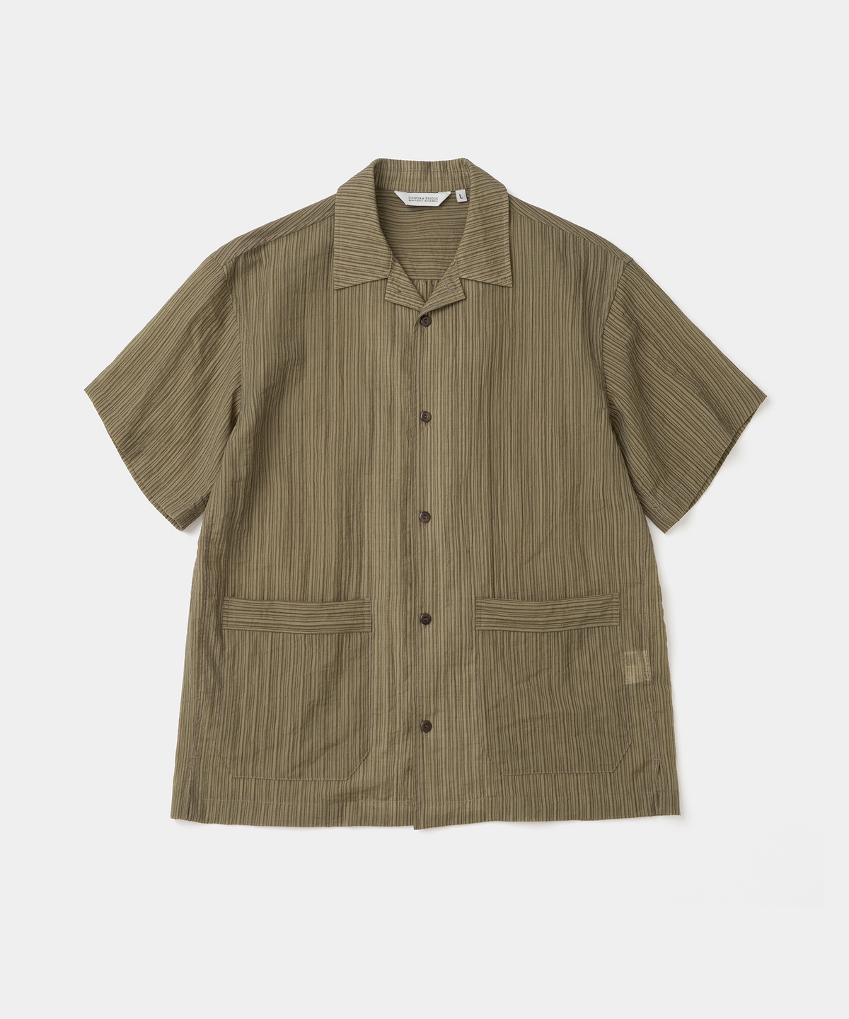 유니폼브릿지(UNIFORM BRIDGE) open collar crease s/s shirt khaki