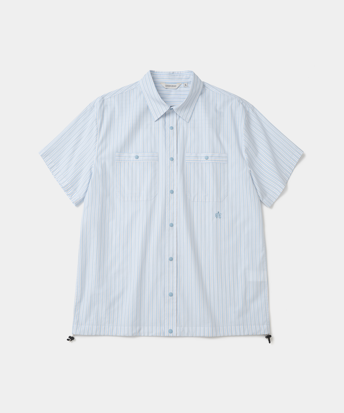 유니폼브릿지(UNIFORM BRIDGE) ae stripe pocket s/s shirt light blue