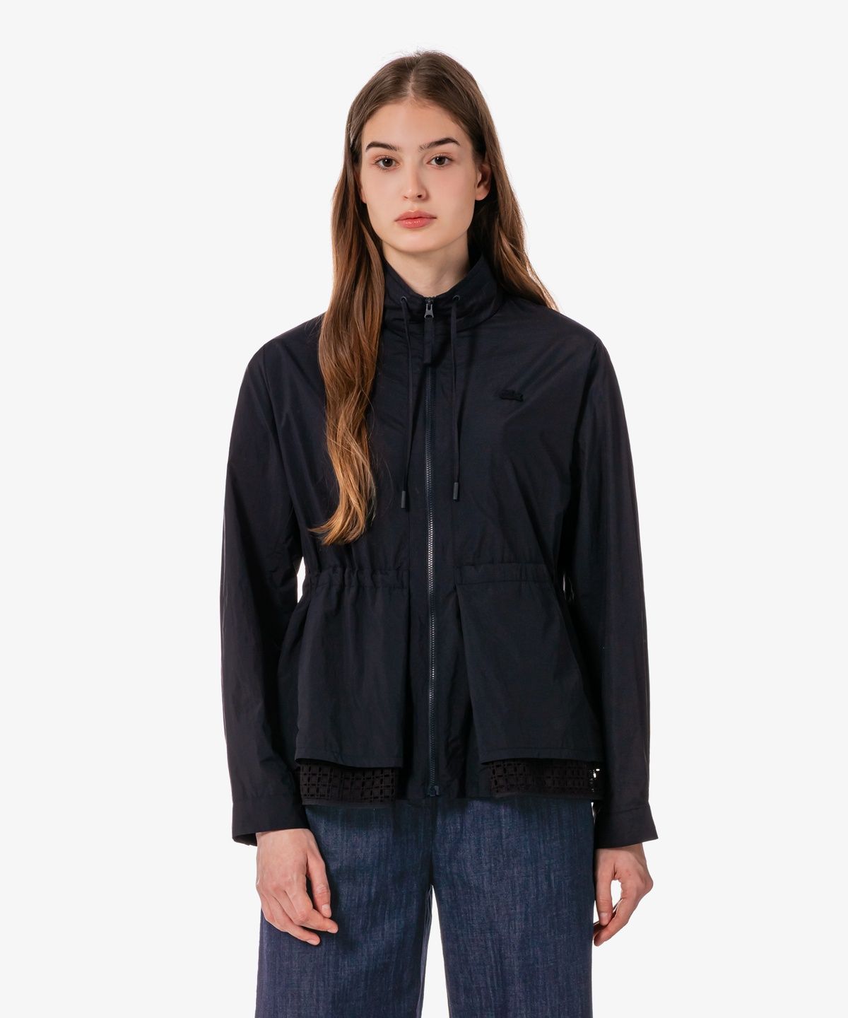 라코스테(LACOSTE) 여성 오픈워크 디테일 중기장 점퍼 BF715E-56G HDE