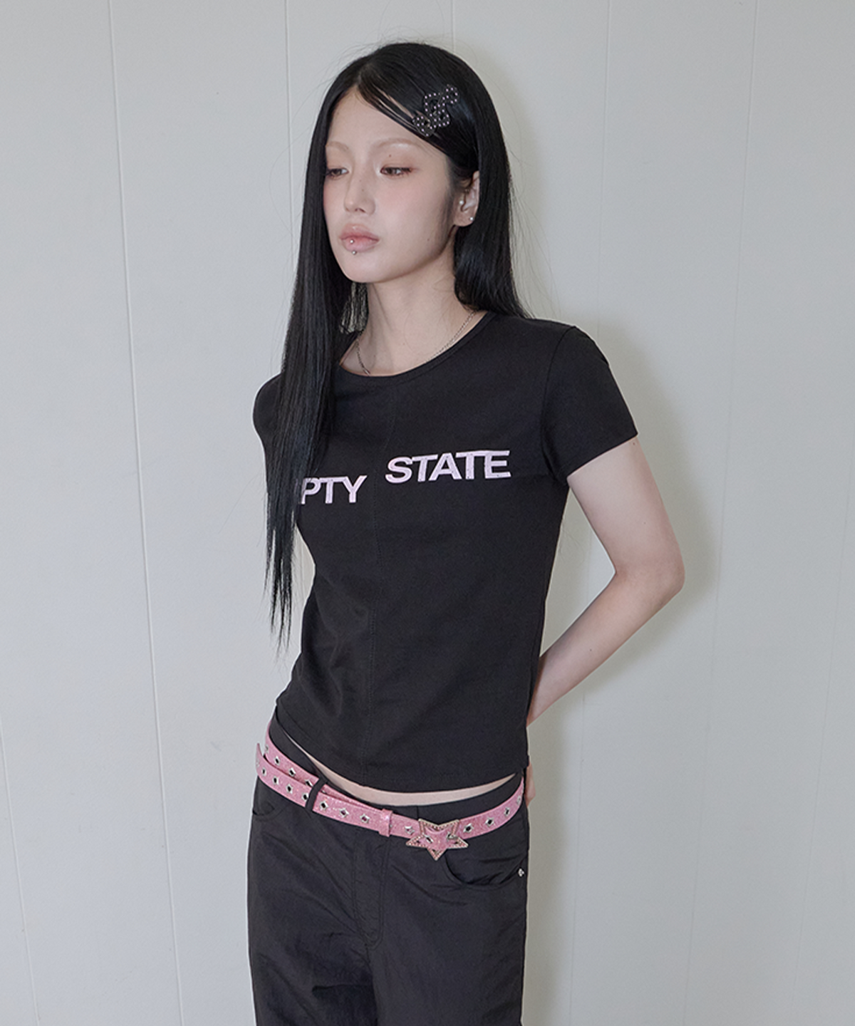 사일프레이(41PRAY) Nylon Flap Wide Pants / Black