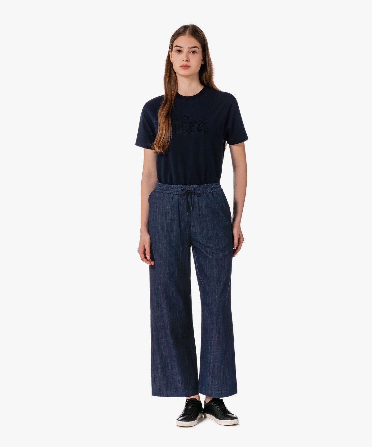 라코스테(LACOSTE) 여성 린넨 밴딩 와이드 팬츠 HF611E-56G 166