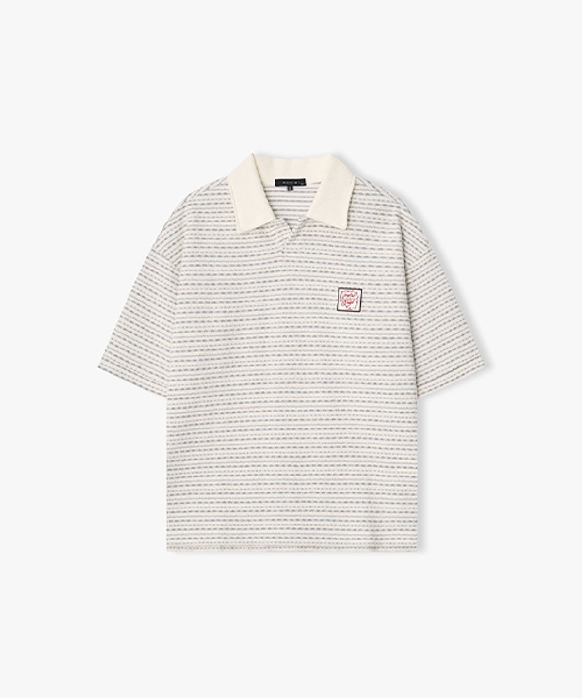 리버클래시(LIBERCLASSY) [26SS] LMM41727 라이트그레이 캔디 트위드 하프 칼라 티셔츠