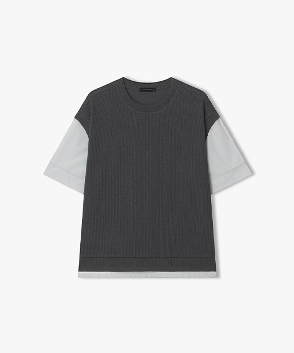 리버클래시(LIBERCLASSY) [26SS] LMM41708 다크그레이 니트 베스트 하프 티셔츠