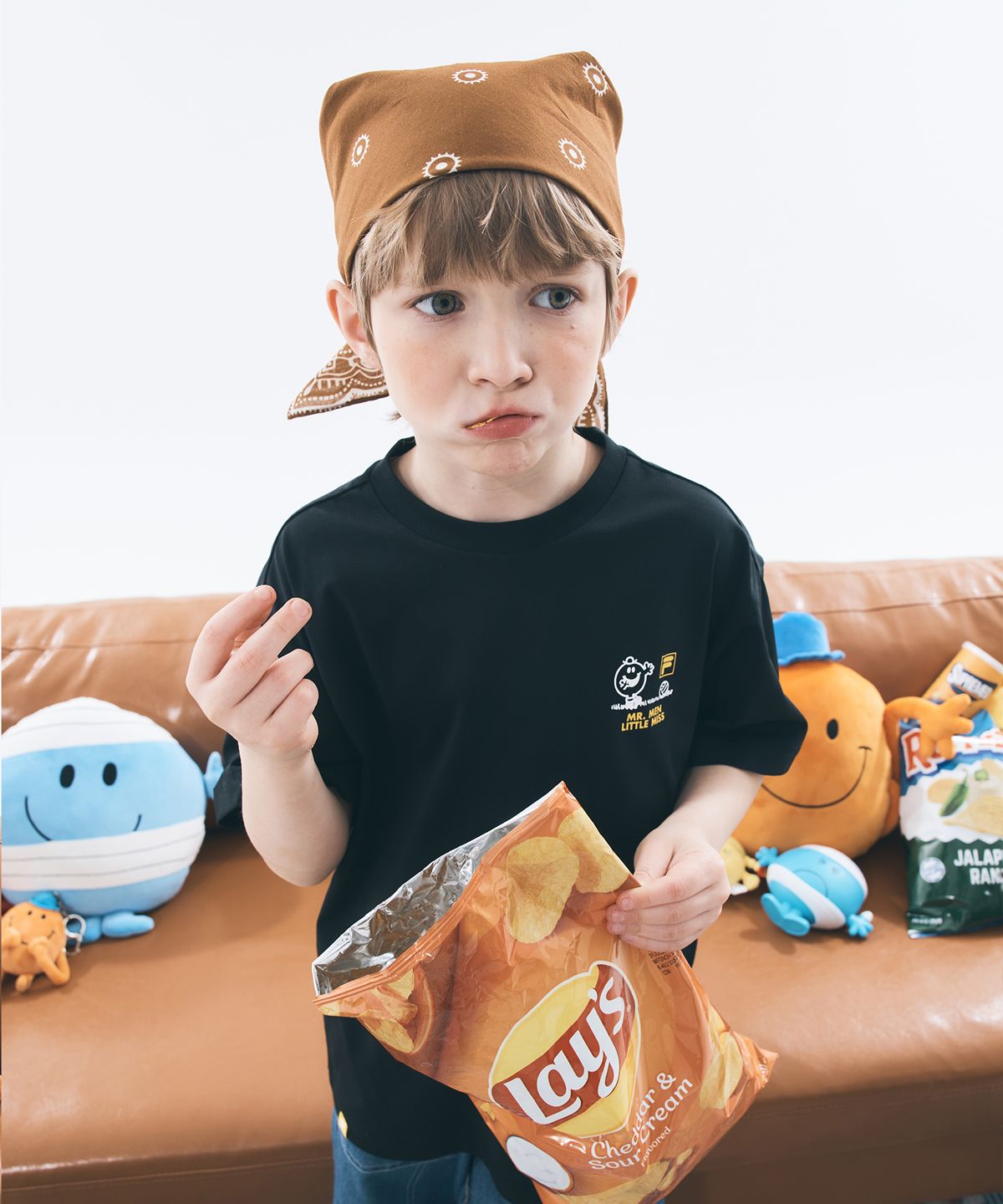 휠라 키즈(FILA KIDS) Drywave 미스터맨 리틀미스 쿨 바캉스 티셔츠