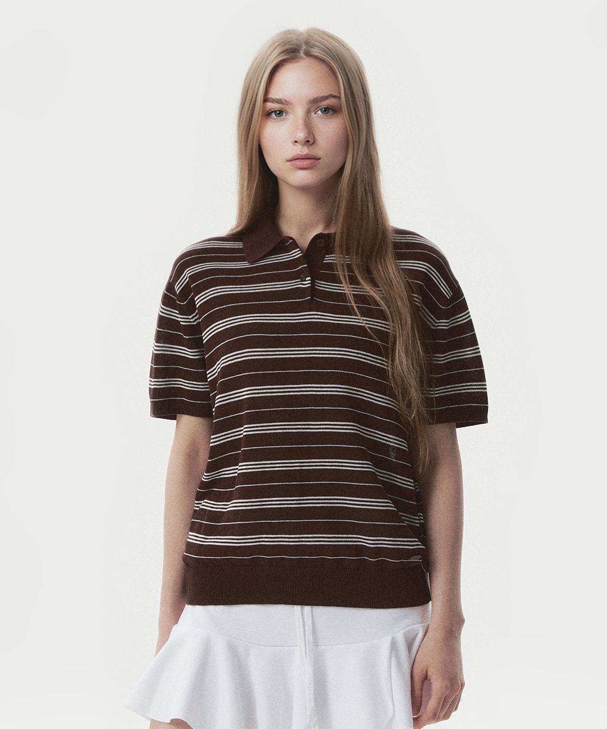 후아유(WHO.A.U) Multi Collar Short Sleeve Sweater/WHKAG2522F