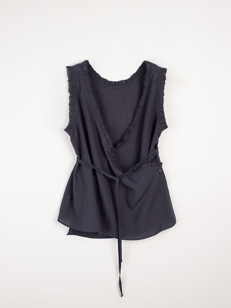 Reversible wrap blouse (Navy)
